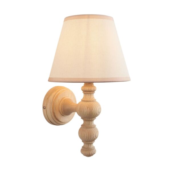 Endon Lighting - Bibury & Ivy 20cm - 114333 - Ash Wood Aged Brass Vintage White Wall Light