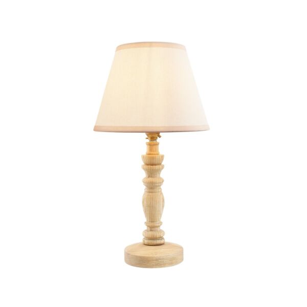 Endon Lighting - Bibury & Ivy 20cm - 114296 - Ash Wood Aged Brass Vintage White Table Lamp With Shade