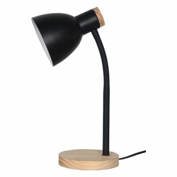 Clark - Natural Wood with Black Table or Bedside Lamp