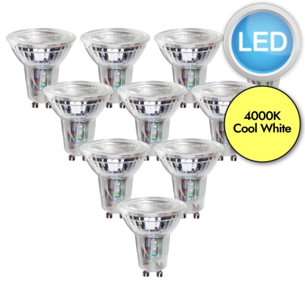 10 x 4.7W LED GU10 Dimmable Light Bulbs - Cool White