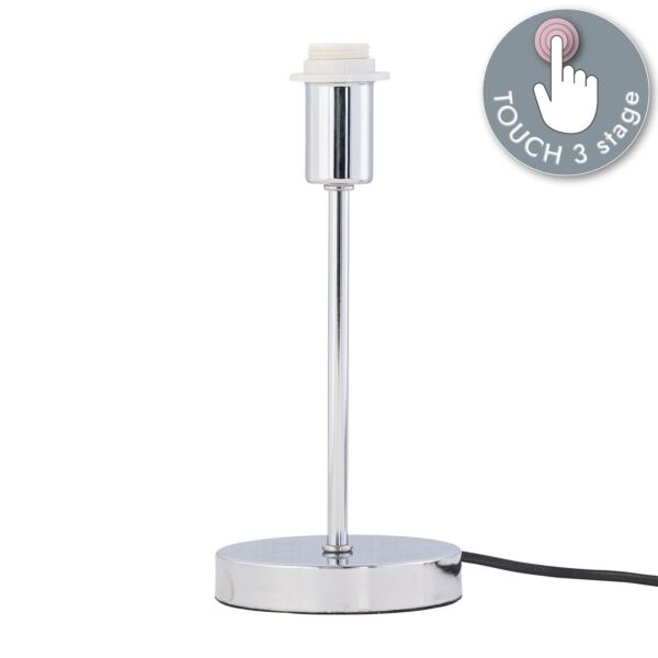 Chrome Touch Operated Stick Table Lamp Base Only