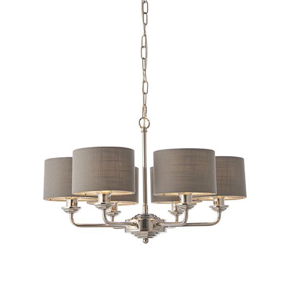 Endon Lighting - Highclere - 94381 - Nickel Charcoal 6 Light Ceiling Pendant Light