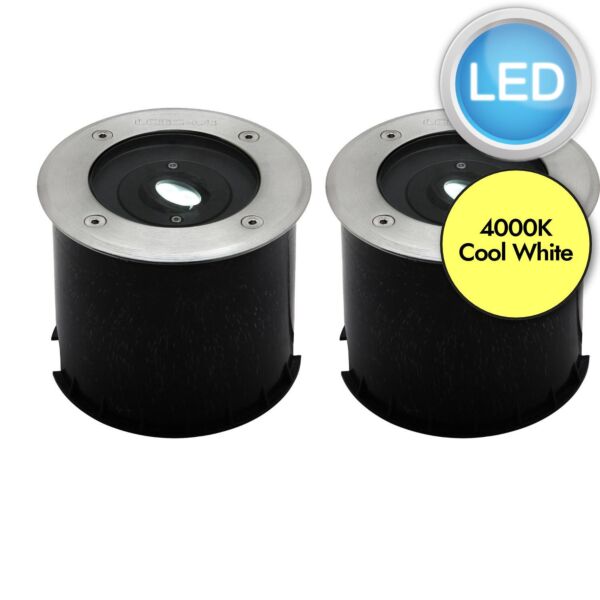 Set of 2 Gea - LED Black Clear Glass IP67 Outdoor Ground Lights