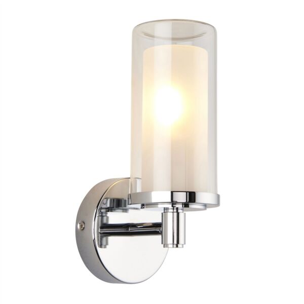 Saxby Lighting - Sten - 120814 - Chrome Clear Frosted Glass IP44 Bathroom Wall Light