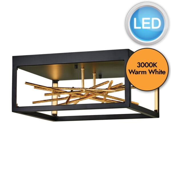 Quintiesse - Styx - QN-STYX-LED-F-BG - LED Black Gilded Gold Flush Ceiling Light