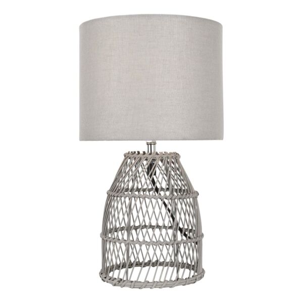 Bamboo - Grey Wash Bamboo 36cm Table Lamp With Grey Fabric Shade