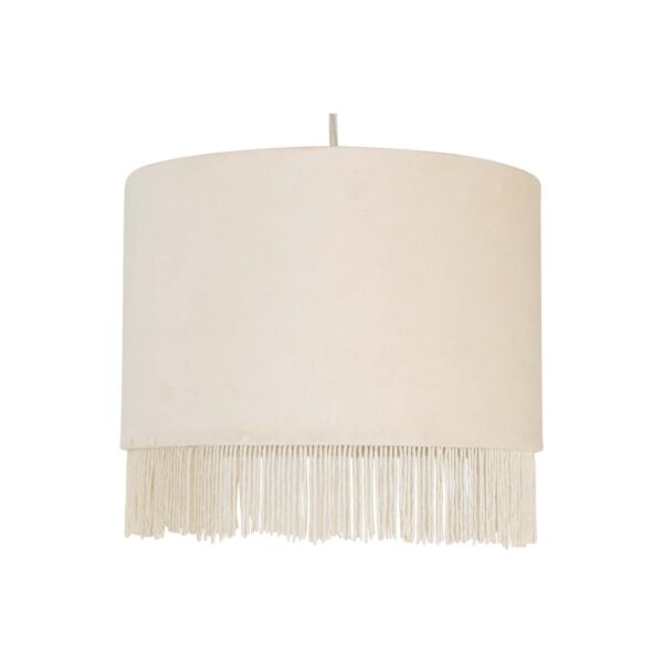 Fringed - Off White 23cm Fringed Velvet Pendant Shade