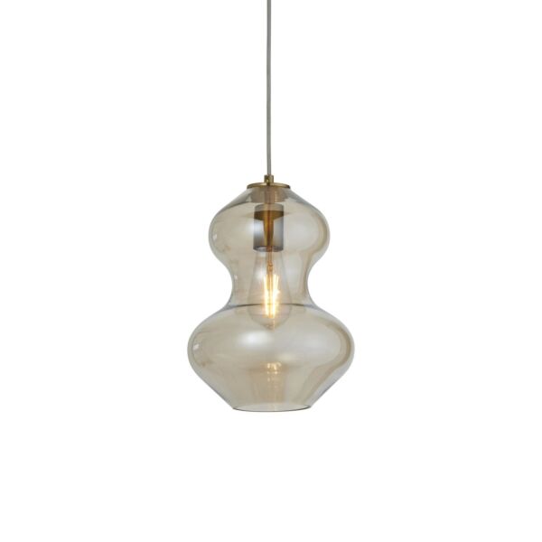 Villarreal - Satin Brass Clear Champagne Glass Curve Ceiling Pendant Light