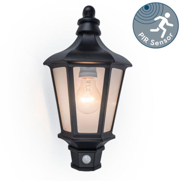 Lutec - Cotswold PIR - 5180602012 - Black Clear Glass IP44 Outdoor Sensor Wall Light