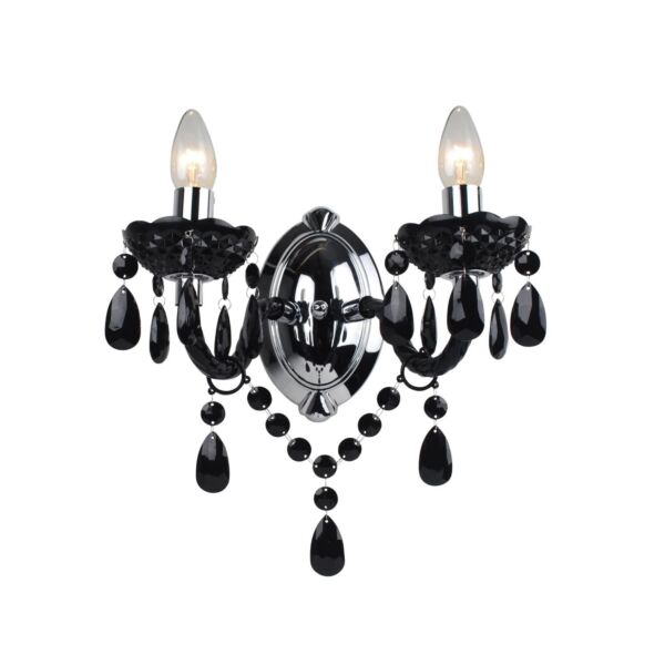 Black Acrylic and Chrome Marie Therese Style 2 x 40W Wall Light