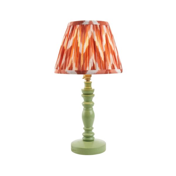 Endon Lighting - Bibury & Zigzag 20cm - 115942 - Green Aged Brass Orange Table Lamp With Shade