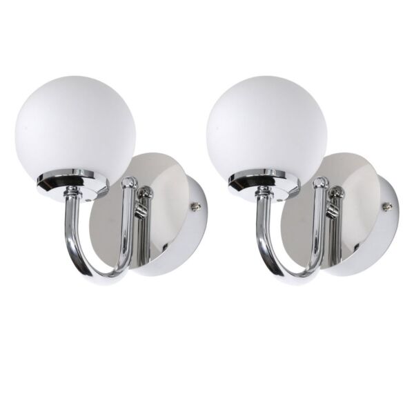 Set of 2 Victoria - Chrome Globe Bathroom Wall Lights