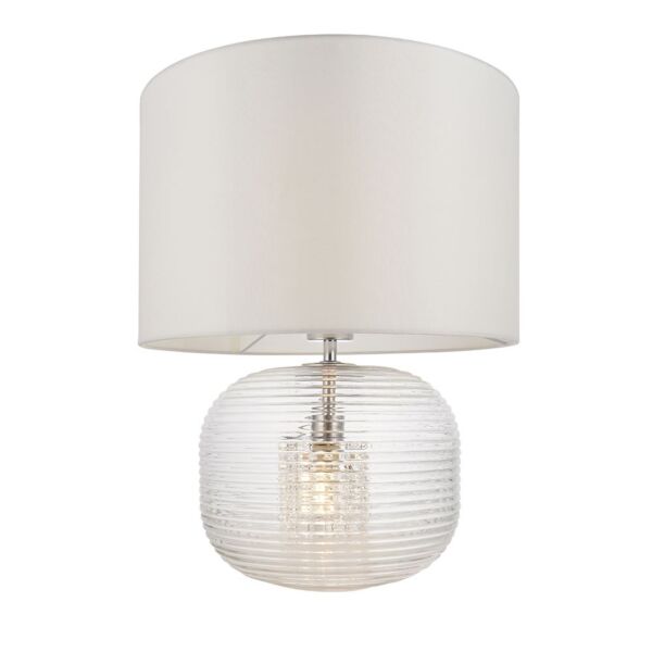 Endon Lighting - Westcombe - 98086 - Clear Ribbed Glass Vintage White Table Lamp With Shade