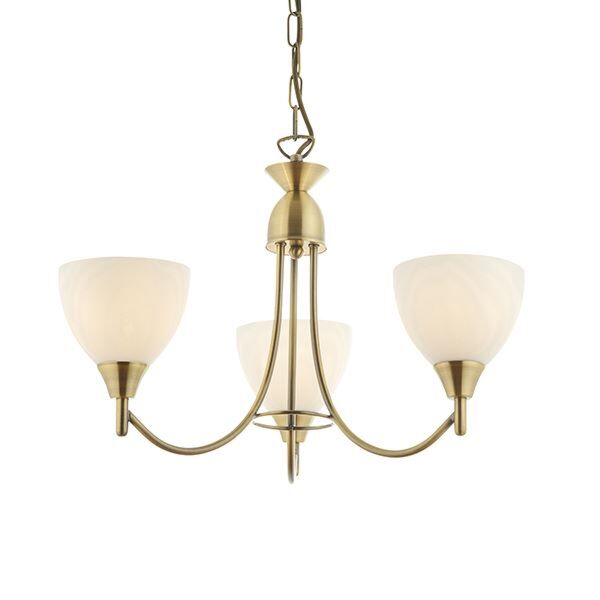 Endon Lighting - Alton - 1805-3AN - Antique Brass Opal Glass 3 Light Ceiling Pendant Light