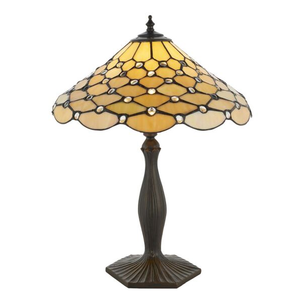 Interiors 1900 - Pearl - 64301 - Dark Bronze Tiffany Glass Table Lamp