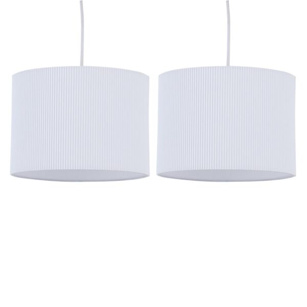 Set of 2 White Pleated 25cm Pendant Lightshades