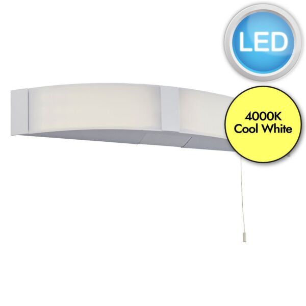 Saxby Lighting - Onan - 91798 - LED White Opal 2 Light IP44 Pull Cord Bathroom Shaver Wall Light