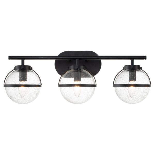 Hinkley Lighting - Hollis - HK-HOLLIS3-C-BK-BATH - Black Clear Seeded Glass 3 Light IP44 Bathroom Wall Light