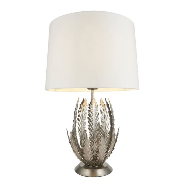 Endon Lighting - Delphine - 98046 - Silver Leaf Ivory Table Lamp With Shade