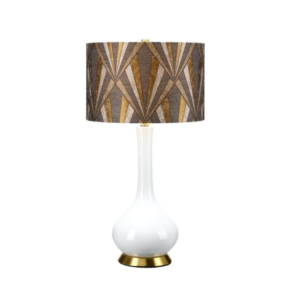 Elstead Lighting - Milo - MILO-AB-TL-VOGPB - White Aged Brass Dark Grey Ceramic Table Lamp With Shade