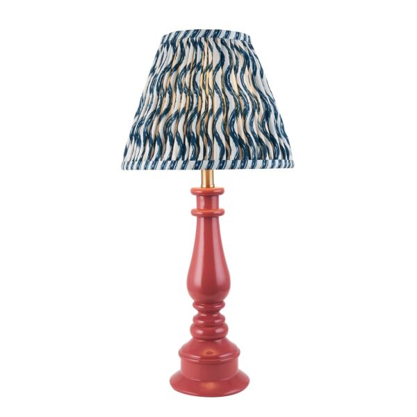 Endon Lighting - Myrtle & Ripple 25cm - 116356 - Pink Warm Brass Blue Table Lamp With Shade