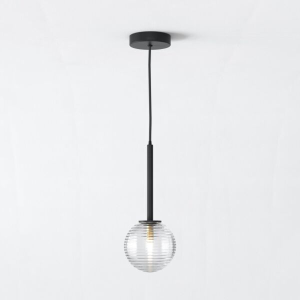 Astro Lighting - Tacoma - 5036003 & 1429025 - Black Clear Ribbed Glass IP44 Ceiling Pendant Light