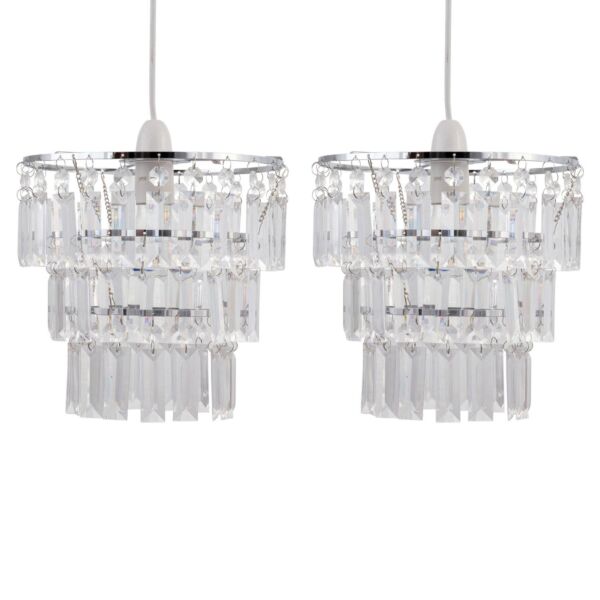 Set of 2 Three Tier Acrylic Crystal Light Shades