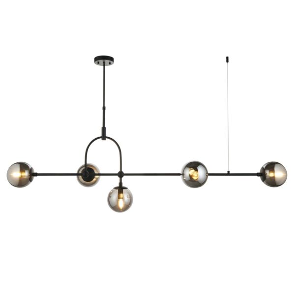 Nostalgia - Black Smoked Glass 5 Light Bar Ceiling Pendant Light