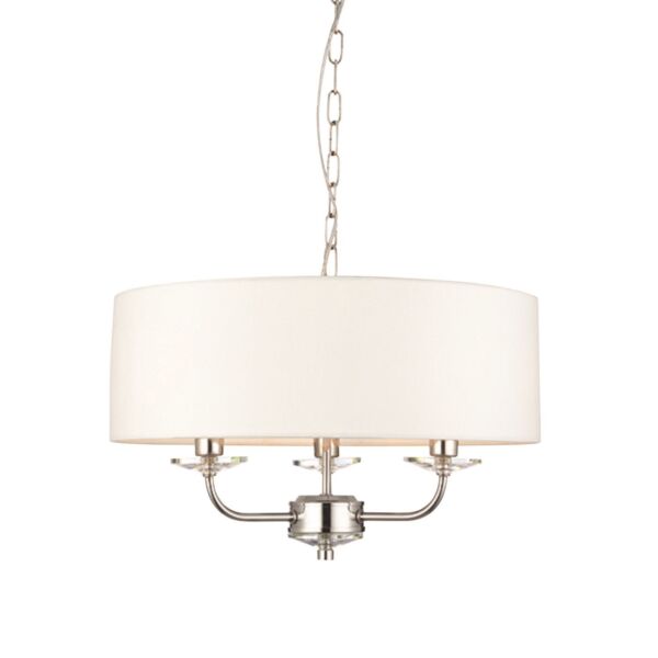 Endon Lighting - Nixon - 60129 - Nickel Vintage White 3 Light Ceiling Pendant Light