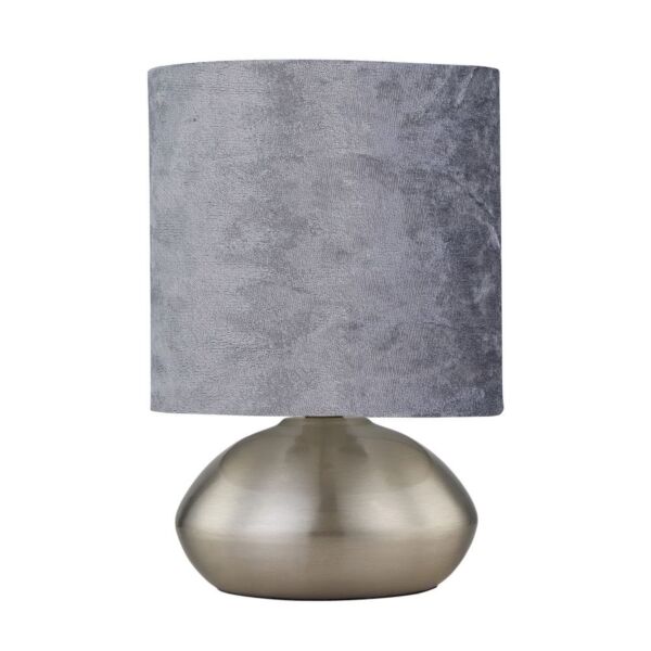 Jenson - Brushed Chrome Touch Table Lamp with Crushed Velvet Shade