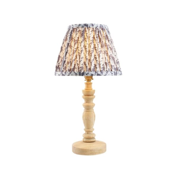 Endon Lighting - Bibury & Leaf 20cm - 114281 - Ash Wood Aged Brass Grey Table Lamp With Shade