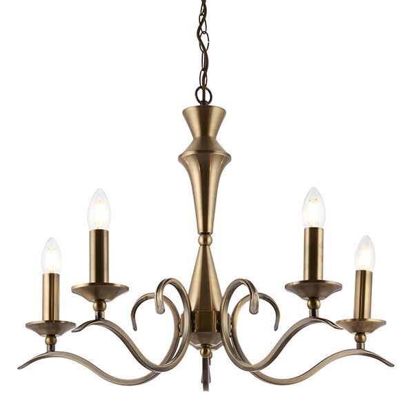 Endon Lighting - Kora - KORA-5AB - Antique Brass 5 Light Chandelier