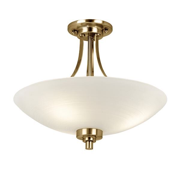 Endon Lighting - Welles - WELLES-3AB - Antique Brass White Glass 3 Light Flush Ceiling Light