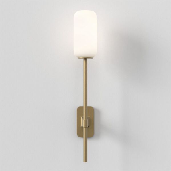Astro Lighting - Tacoma Single Grande 1429009 & 5036009 - IP44 Antique Brass Wall Light with Opal Reed Glass Shade