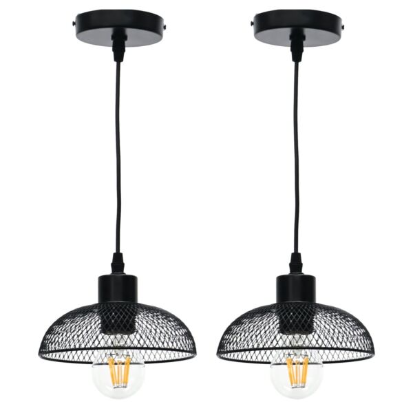 Set of 2 Cassidy - Small Black Mesh Ceiling Pendant Lights