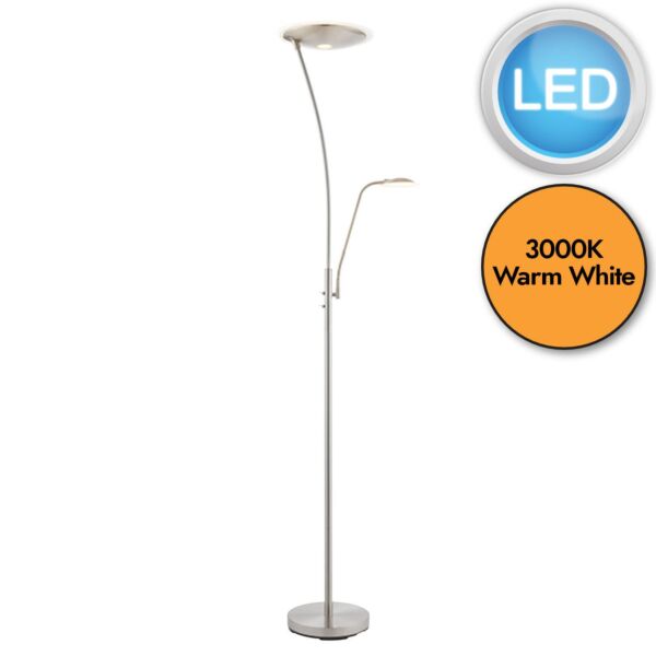 Endon Lighting - Alassio - 73081 - LED Chrome Frosted Mother & Child Floor Lamp