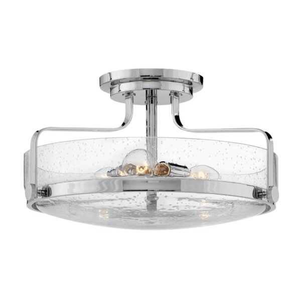 Hinkley Lighting - Harper - HK-HARPER-SFM-CM-CS - Chrome Clear Seeded Glass 3 Light Flush Ceiling Light