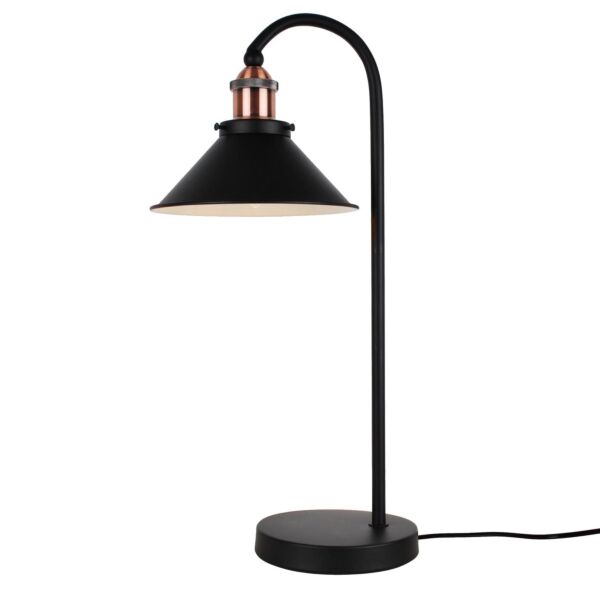 Matt Black With Brushed Copper Table Lamp