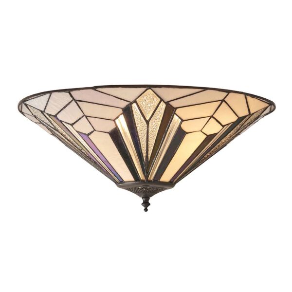 Interiors 1900 - Astoria - 63935 - Dark Bronze Tiffany Glass 2 Light Flush Ceiling Light