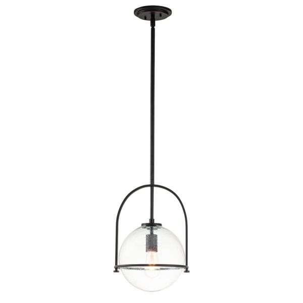 Quintiesse - Somerset - QN-SOMERSET-P-C-BK - Black Clear Seeded Glass Ceiling Pendant Light