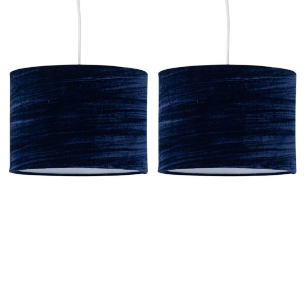 Set of 2 Navy Blue Crushed Velvet 25cm Pendant Lightshades