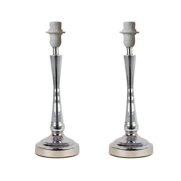 Set of 2 Chrome Stick Table Lamp Bases with Stem Detail