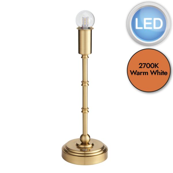 Endon Lighting - Burley Rechargeable - 110458 - LED Aged Brass Touch Base Only Table Lamp