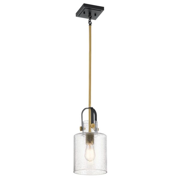 Quintiesse - Kitner - QN-KITNER-P-NBR - Natural Brass Clear Seeded Glass Ceiling Pendant Light