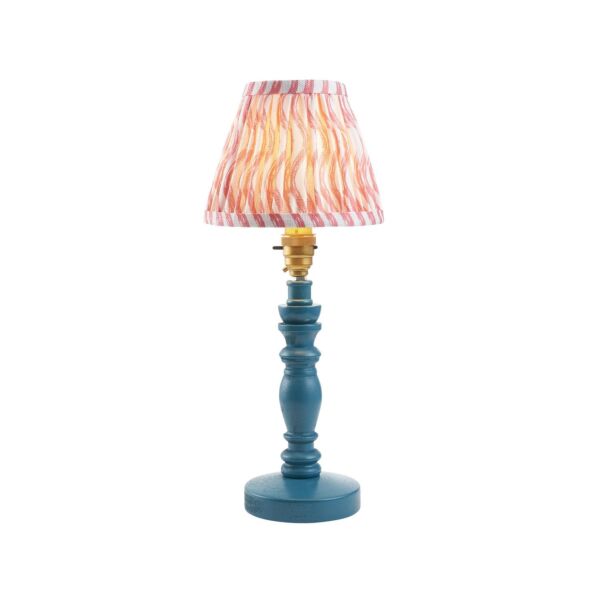 Endon Lighting - Bibury & Ripple 16cm - 115893 - Blue Aged Brass Pink Table Lamp With Shade