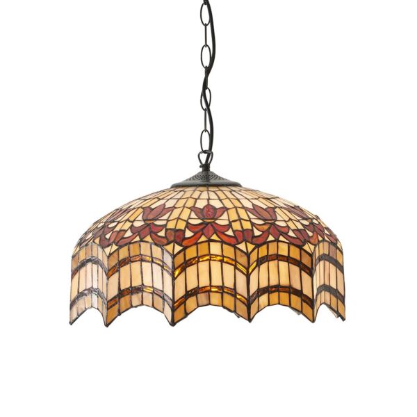 Interiors 1900 - Vesta - 64375 - Dark Bronze Tiffany Glass 3 Light Ceiling Pendant Light