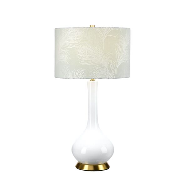 Elstead Lighting - Milo - MILO-AB-TL-FDEB - White Aged Brass Blue Ceramic Table Lamp With Shade