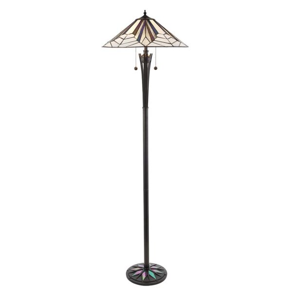 Interiors 1900 - Astoria - 63934 - Black With Glass Inserts Tiffany 2 Light Floor Lamp