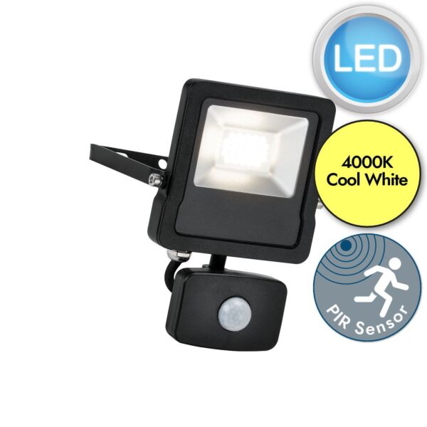 Saxby Lighting - Surge - 78965 - LED Black Clear Glass IP44 20W Outdoor Sensor Floodlight