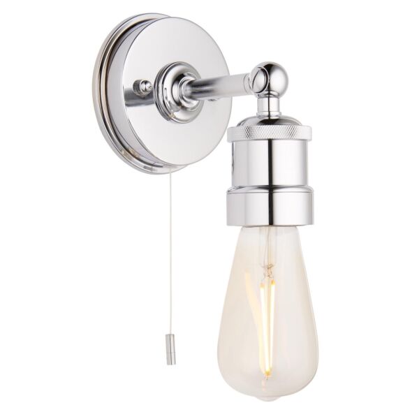 Kallepo - Chrome IP44 Pull Cord Bathroom Wall Light